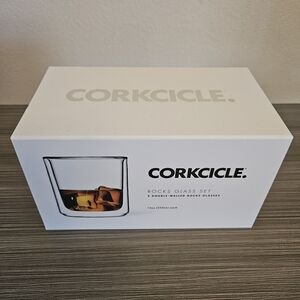 Corkcicle Rocks Glass Set of 2 in box Clear 12oz Double Walled for Hot or Cold